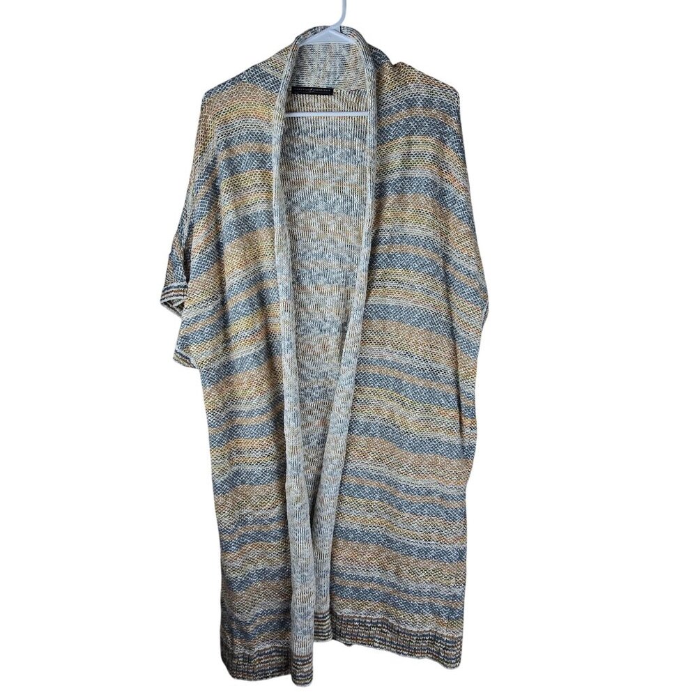 Peruvian Connection Striped Knit Light Beach Cardigan L Cotton Blend
